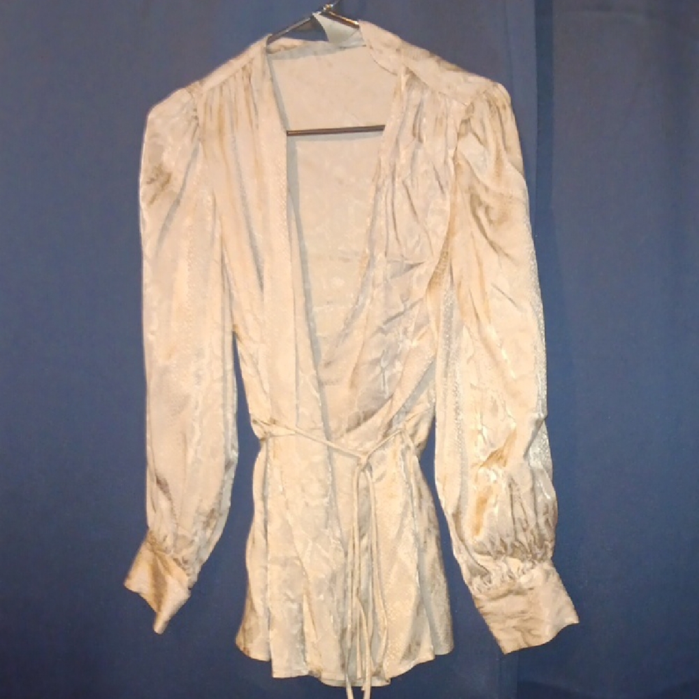 Alex Marie Elegant Champagne Blouse With Snakeskin Print